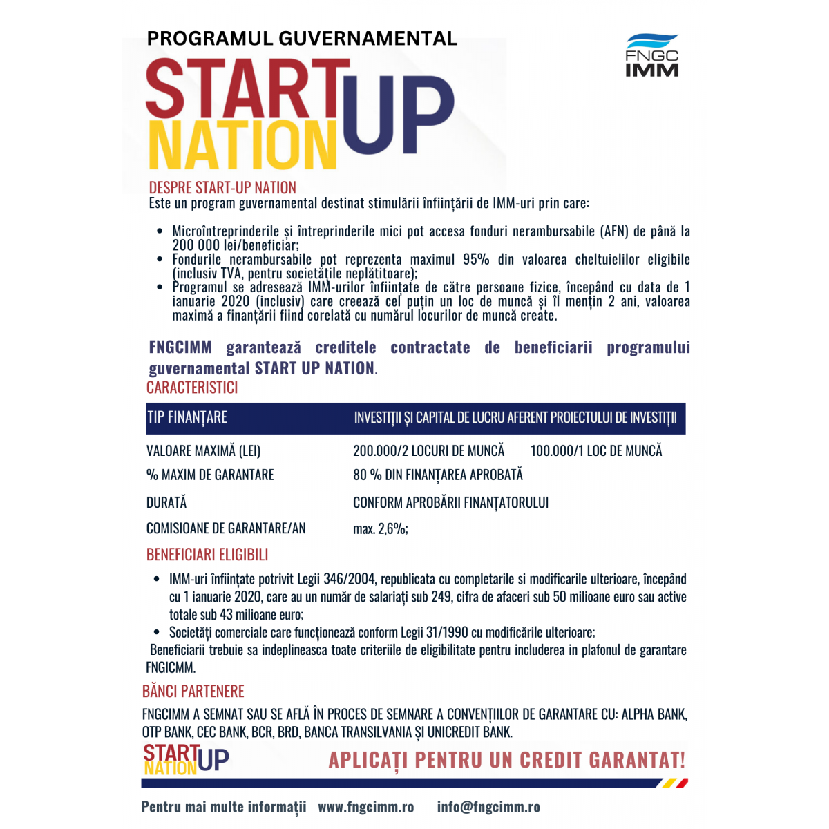 FNGCIMM susţine beneficiarii programelor Startup Nation și Femeia